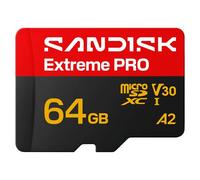 SANDISK Extreme PRO microSDXC 64GB, UHS-I + SD Adapter (up to 200MB/s read, 90MB/s write speed, 5K, 3K, 4K UHD, C10, V30, U3, A2) For Action Cams, Drones, Android devices, Laptops
