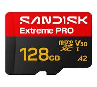 SANDISK Extreme PRO microSDXC 128GB. UHS-I + SD Adapter (up to 250MB/s read, 120MB/s write speed, 5K, 3K, 4K UHD, C10, V30, U3, A2) For Action Cams, Drones, Android devices, Laptops