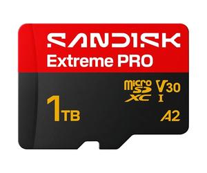 SANDISK Extreme PRO microSDXC 1TB, UHS-I + SD Adapter (up to 250MB/s read, 170MB/s write speed, 5K, 3K, 4K UHD, C10, V30, U3, A2) For Action Cams, Drones, Android devices, Laptops