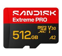 SANDISK Extreme PRO microSDXC 512GB, UHS-I Card + SD Adapter (up to 250MB/s read, 170MB/s write speed, 5K, 3K, 4K UHD, C10, V30, U3, A2) For Action Cams, Drones, Android devices