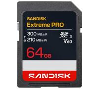 SANDISK Extreme PRO SD Memory Card 64GB, Up to 300MB/s Read Speeds, UHS-II | V60, U3, C10, 6K, 4K UHD, Up to 210MB/s Write Speeds, RescuePro Deluxe data recovery, SD Card for DSLR & Mirrorless Cameras