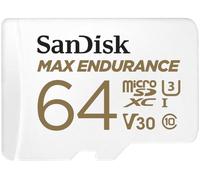 SanDisk MAX ENDURANCE Video Monitoring for Dashcams & Home Monitoring 64 GB microSDXC Memory Card + SD Adaptor 30,000 Hours Endurance , White