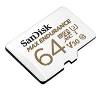 SanDisk MAX ENDURANCE Video Monitoring for Dashcams & Home Monitoring 64 GB microSDXC Memory Card + SD Adaptor 30,000 Hours Endurance , White