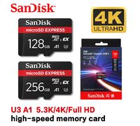 SanDisk microSD Express Card 128GB 256GB A2 5.3K NVMe TF Memory Card for Tablet UAV Switch 2 Max 880Mb/s Micro SD Card for Phone