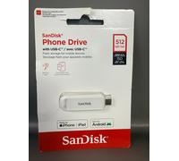 SanDisk Phone Drive for USB Type-C devices 512GB (for smartphones, tablets, and computers, speeds up to 150MB/s, autobackup, data recovery) Arctic White