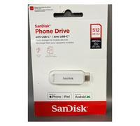 SanDisk Phone Drive for USB Type-C devices 512GB (for smartphones, tablets, and computers, speeds up to 150MB/s, autobackup, data recovery) Arctic White