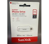 SanDisk Phone Drive for USB Type-C devices 512GB (for smartphones, tablets, and computers, speeds up to 150MB/s, autobackup, data recovery) Arctic White