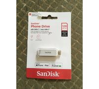 SanDisk Phone Drive for USB Type-C devices 128GB (for smartphones, tablets, and computers, speeds up to 150MB/s, autobackup, data recovery) Arctic White