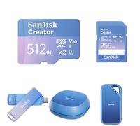 SanDisk Pro Consumer Kit - Creator Collection With MicroSD 256GB, SD Card, PhoneDrive, USB Type-C Flash 1TB, Portable NVMe SSD and Desk Drive 4TB