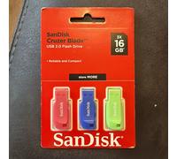 SanDisk SDCZ50C-016G-B46T Cruzer Blade 3 Pieces 16 GB USB Flash Drive Memory...