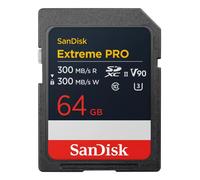 SanDisk Extreme PRO 64GB SDXC UHS-II card, up to 300 MB/s read speeds, 300 MB/s write speeds, V90, Pro-level performance enables cinema-quality 8K video recording