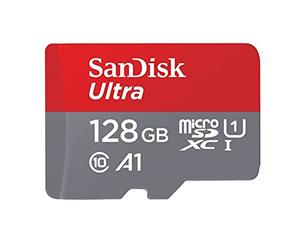 SanDisk Ultra 128GB microSDXC Memory Card + SD Adapter with A1 App Performance up to 100MB/s, Class 10, U1 - Amazon exclusive packaging