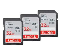 SanDisk Ultra 32GB SDHC Memory Card Class10 120 MB/s For Camera 3pk