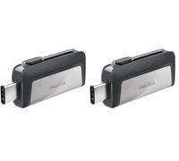 SanDisk Ultra 64 GB Dual Type-C USB 3.0 Flash Drive, Silver (Pack of 2)
