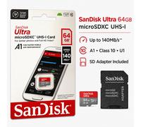 Sandisk ultra microSDXC UHS-I Card 64GB Speed up to 140MB/s