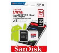SanDisk ultra 64GB micro SDXC Class 10 memory card with Adapter 120MB