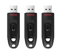 SanDisk Ultra 64GB USB Flash Drive USB 3.0 up to 130MB/s Read - Pack of 3 | USB Memory Stick, For Laptops, Computers, Desktops, Up to 10X Faster than standard USB 2.0 drives, Retractable Design