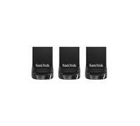 SanDisk Ultra Fit USB Flash Drive, 32GB, USB 3.1, Black, Pack of 3