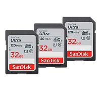 SanDisk Ultra Memory Card 32 GB SDHC UHS-I Class 10 Pack of 3
