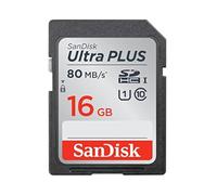 SanDisk Ultra PLUS UHS-1 16GB SD Card, Class 10, Camera Bar