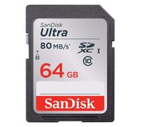 SanDisk Ultra SDXC Memory Card Up to 80 MB/s, Class 10, U1, 64 GB, Black/Grey