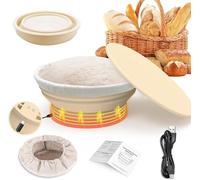 Sandiyago Electric Heating Bread Proofing Basket, 2L Large Capacity Electric Thermostatic Silicone Batter Bowl, Auto Warming On/Off, Collapsible Design, Perfect for Sourdough Starter & Artisan Baking