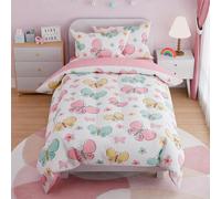 SANDJEST Butterfly Twin Bedding Sets for Girls, Ultra Soft Microfiber Comforter Set with 3-Pieces, Bed Sets for Kid Tween Teen Bedroom Decor