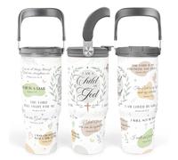 SANDJEST Christian Tumbler with Handle 30oz, Religious Gifts for Women, Inspirational Gifts for Her for Birthday Christmas Mothers Day, Stainless Steel Flip Straw Insulated Tumblers Coffee Travel Cup