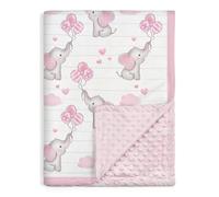 SANDJEST Elephant Kid Blanket for Girl - 30 x 40 Minky Throw Blankets for Girls - Gift for Kids on Birthday