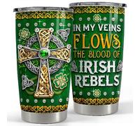SANDJEST Irish Tumbler 20oz Celtic Cross Stainless Steel Tumbler with Lid Gifts for Women Birthday Christmas