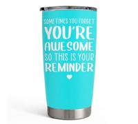 SANDJEST Sometimes You Forget That You’re Awesome So This Is Your Reminder Tumbler Gift Set - Birthday, Christmas Inspirational Gifts for Women, Men - 20oz Insulated Coffee Travel Mug