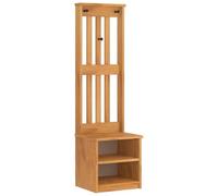 Sandnes Coat Stand Made of Solid Pine Wood 45 x 40 x 159.5 cm with Storage Space and 3 Hooks for Hallway Entrance Area Robust Hallway Bench with UV Coating and Versatile Storage