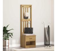 Sandnes Coat Stand Made of Solid Pine Wood 45 x 40 x 159.5 cm with Storage Space and Hooks, Hallway Bench for Hallway and Entrance Area, UV-Painted Surface for Durable Use