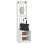Sandnes Coat Stand Solid Pine Wood 45 x 40 x 159.5 cm with Storage Space and Bench for Hallway Entrance Area Practical Storage White
