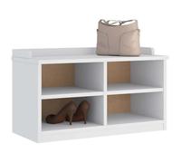 Sandnes Hallway Bench, White, Made of Solid Pine Wood, 87 x 40 x 50 cm, with Storage Space and 4 Open Compartments, Bench for Hallway, Hallway, Bedroom, with UV Coating and up to 110 kg Load Capacity