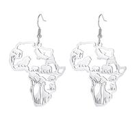 SANDOO African Map Earrings - African Animals Hollow Out Earrings, Map of Africa Dangle Earrings, Black History Attire Jewelry Accessories, One Size, Stainless Steel, No Gemstone