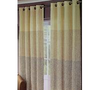 Sandown & Bourne Ash Leaf Pair of Unlined Eyelet Curtains Ochre
