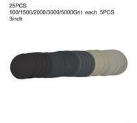 Sandpaper Disc Set of 25 Pcs, 2 6 Inch with Grit Levels from 1000 to 5000 for Efficient Preparation (3inch)