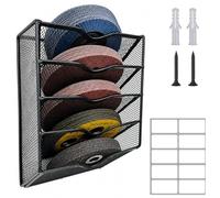 Sandpaper Organizer for 5 & 6 Inch Sanding Discs, 5-Slot Metal Mesh Vertical Sanding Disc Storage Holder, 150 Discs Capacity, Wall Mount, Grit Labels Included Woodworking Tool (Excluding Sandpaper)