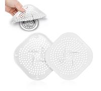 Sandphyrre 2 Pcs Silicone Drain Protector with Suction Cup, Shower Drain Cover, Hair Catcher, Sink Strainer, Plug Hole Cover and Bath Filter Trap for the Bathroom, Bathtub and Kitchen-White