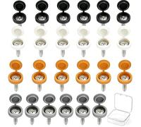 Sandphyrre Number Plate Screws and Caps Kit, 48 Pcs 304 Stainless Steel License Plate Screw and Caps, Car License Plate Fixing Devices, Black, White, Yellow and Grey (6 Each Color)