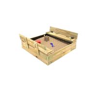 Rebo Wooden Sandpit Ball Pool With Folding Lid And Benches Sandbox - 120Cm X 120Cm