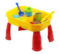 The Magic Toy Shop Compact Sand and Water Table with Lid & 8 Accessories - Portable & Travel-Friendly Playset for Toddlers - Indoor & Outdoor Activity - Bright Yellow Kids Sandpit & Water Play Table