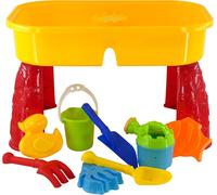 The Magic Toy Shop Compact Sand and Water Table with Lid & 8 Accessories - Portable & Travel-Friendly Playset for Toddlers - Indoor & Outdoor Activity - Bright Yellow Kids Sandpit & Water Play Table