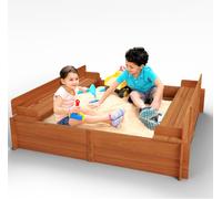 Big Game Hunters Sand Pit | 96 x 96 Square Wooden Sandpit with Lid | Outdoor Sandpit with Fold Out Lid that Becomes Seats for Children | Wooden Kids Toys