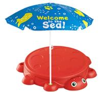 Sandpit with Lid And Parasol for Children, Portable And Shock-resistant Sandpit, Ideal for Sensory Play in The Garden, LadybugDeft Processed