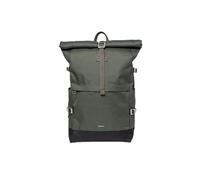 Sandqvist Unisex's Icon Rolltop Backpack L, Dawn Green with Dark Brown Leather, Large