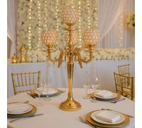 Sandra Chaircovers Crystal Goblet Collection, 85Cm X 50Cm, 5 Arm Crystal Goblet Candelabra, Single, Silver Or Gold, Metal And Crystal