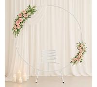 Sandra Chaircovers Premium White Moongate Wedding Arch Frame 200Cm Round Metal Flower Display Stand, Single Set, Easy Assembly Backdrop