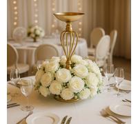 Sandra Chaircovers Rose Collection, 60Cm Diameter, Single, Ivory Artificial Rose Floral Hoop, Silk Flowers, Wedding Event Table Arch Decor